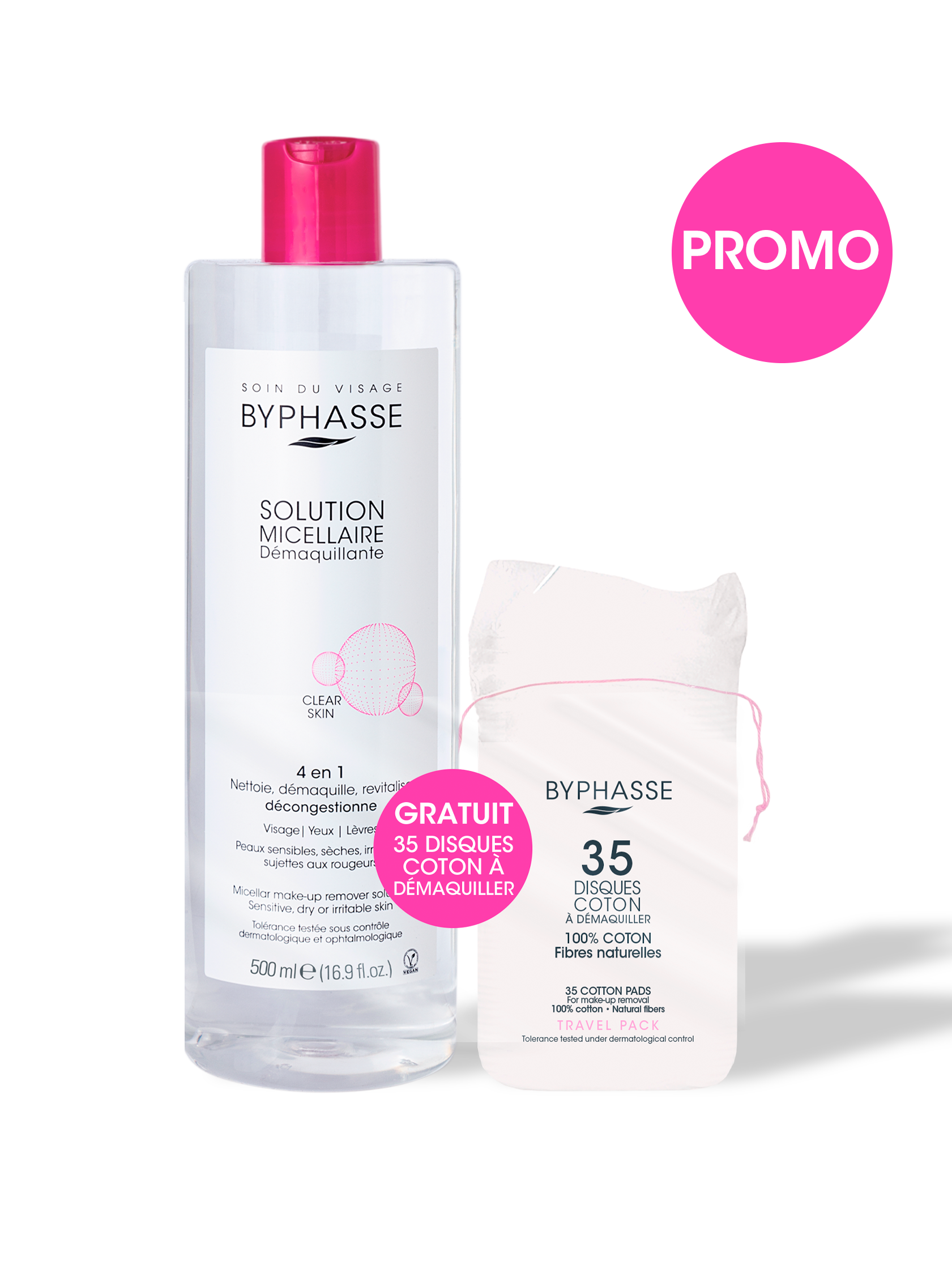PACK MICELLAR MAKE-UP REMOVER SOLUTION 500ML + 35 COTTON PADS
